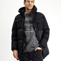 Siyah Kapüşonlu Spor Şişme Kaban