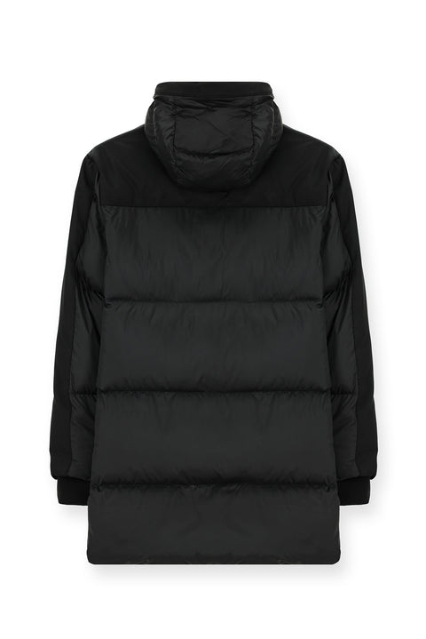 Black Hooded Sports Puffer Jacket