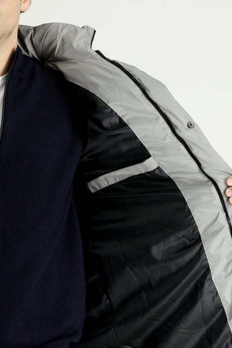 Orta Gri Kapüşonlu Şişme Spor Kaban