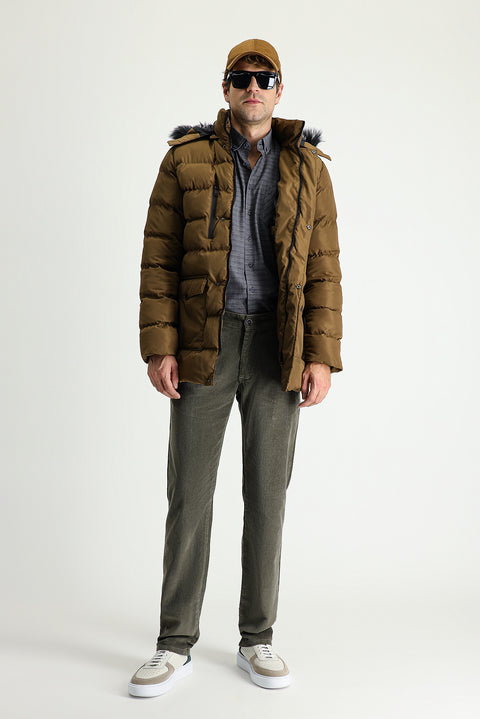 Taba Kapüşonlu Şişme Spor Kaban