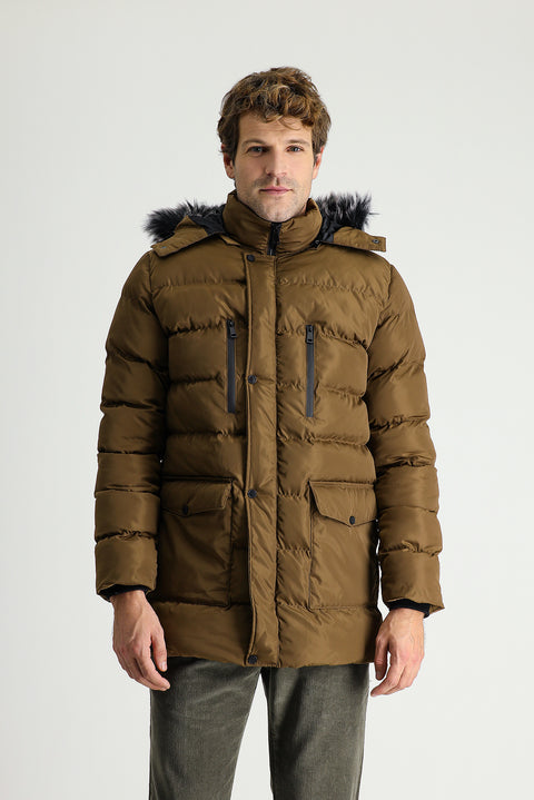 Taba Kapüşonlu Şişme Spor Kaban