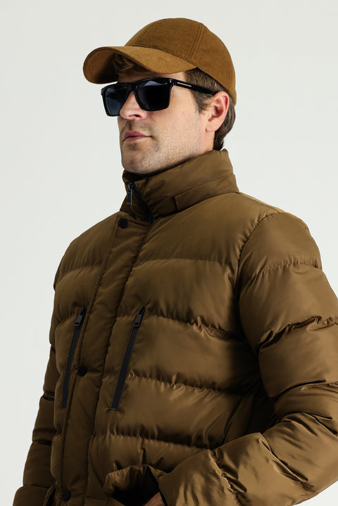 Taba Kapüşonlu Şişme Spor Kaban