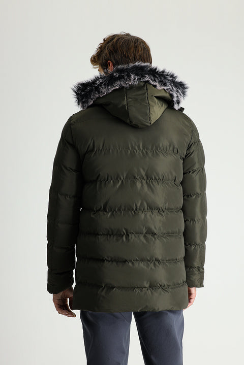 Orta Haki Kapüşonlu Şişme Spor Kaban