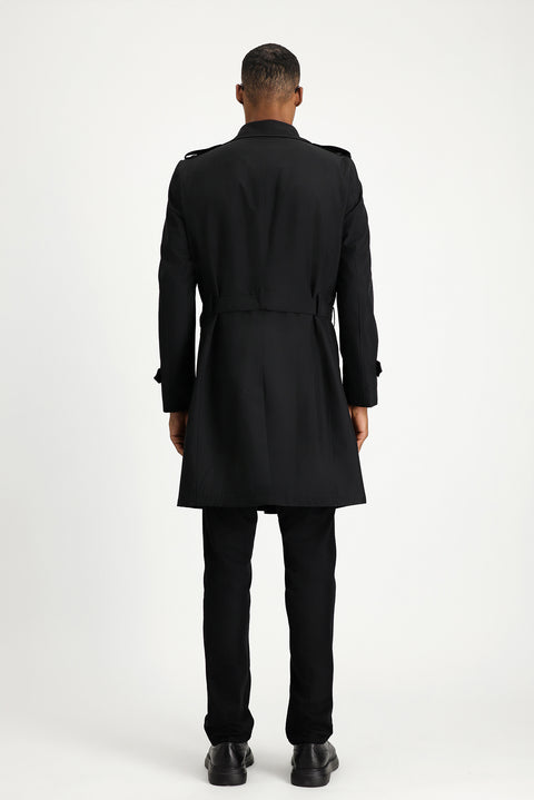 Siyah Kruvaze Pardösü & Trençkot