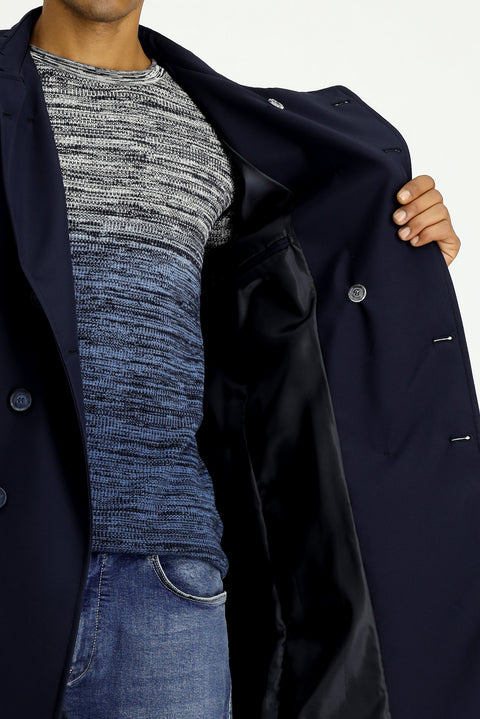 Koyu Lacivert Kruvaze Pardösü & Trençkot