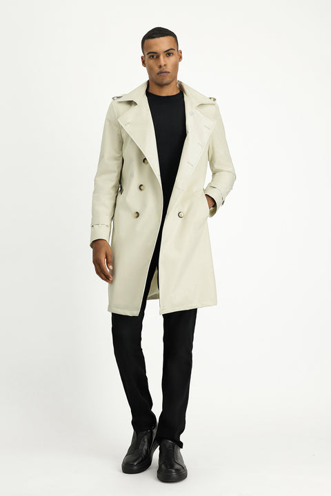 Stone Double-Breasted Overcoat & Trench Coat