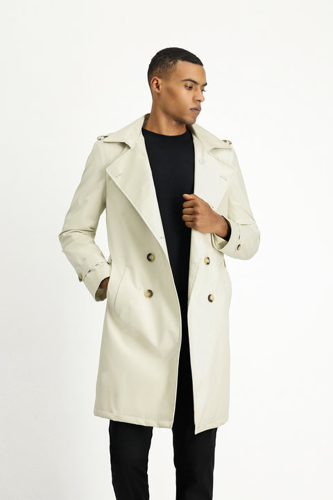 Stone Double-Breasted Overcoat & Trench Coat