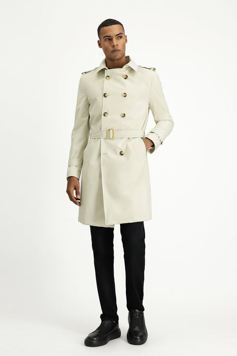 Stone Double-Breasted Overcoat & Trench Coat