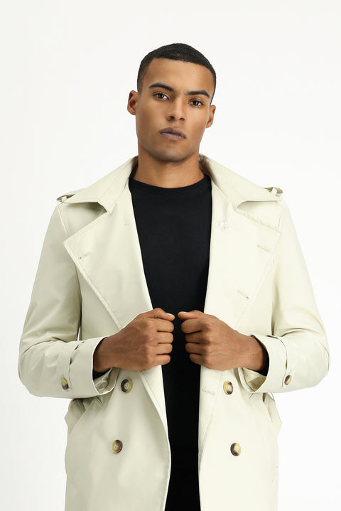 Stone Double-Breasted Overcoat & Trench Coat
