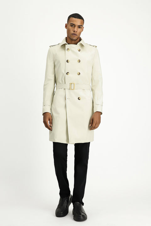 Stone Double-Breasted Overcoat & Trench Coat
