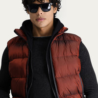 Kiremit Slim Fit Dar Kesim Kapüşonlu Şişme Yelek