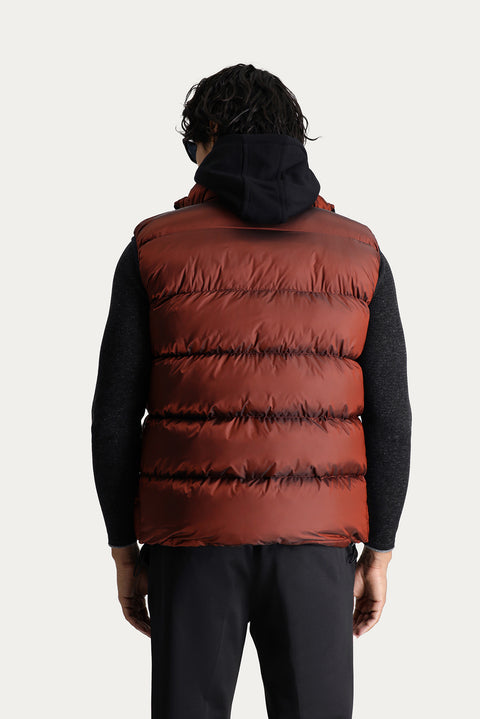 Kiremit Slim Fit Dar Kesim Kapüşonlu Şişme Yelek