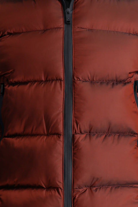 Kiremit Slim Fit Dar Kesim Kapüşonlu Şişme Yelek