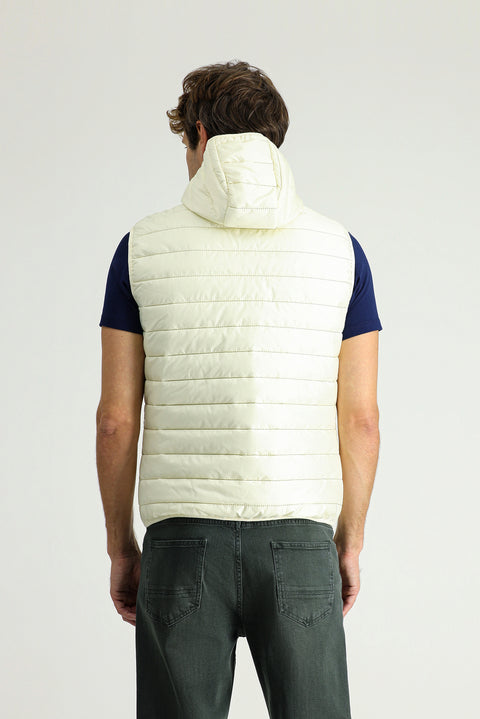 Ekru Kapüşonlu Kapitone Spor Yelek