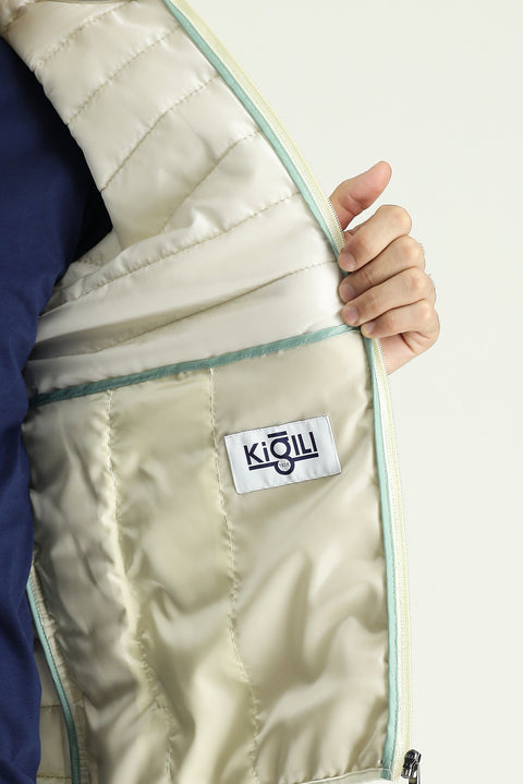 Ekru Kapüşonlu Kapitone Spor Yelek