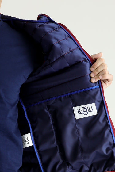 Koyu Kırmızı Kapüşonlu Kapitone Spor Yelek