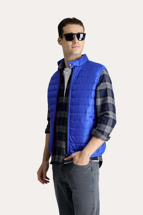 Saks Mavi Kapitone Şişme Spor Yelek