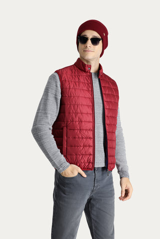  Koyu Kırmızı Kapitone Şişme Spor Yelek