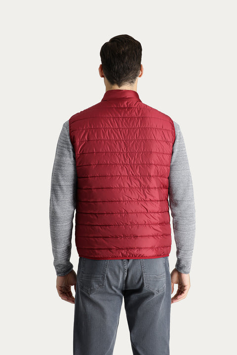 Koyu Kırmızı Kapitone Şişme Spor Yelek