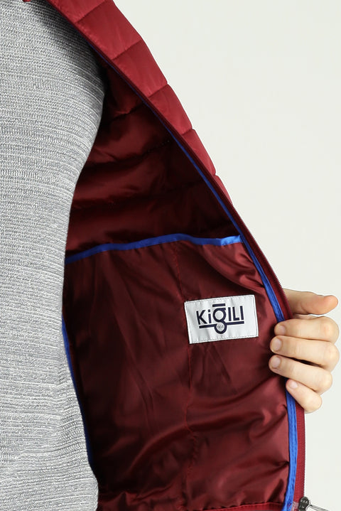 Koyu Kırmızı Kapitone Şişme Spor Yelek