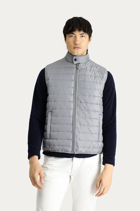 Açık Gri Kapitone Şişme Spor Yelek