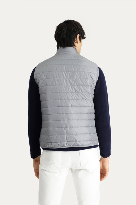 Açık Gri Kapitone Şişme Spor Yelek