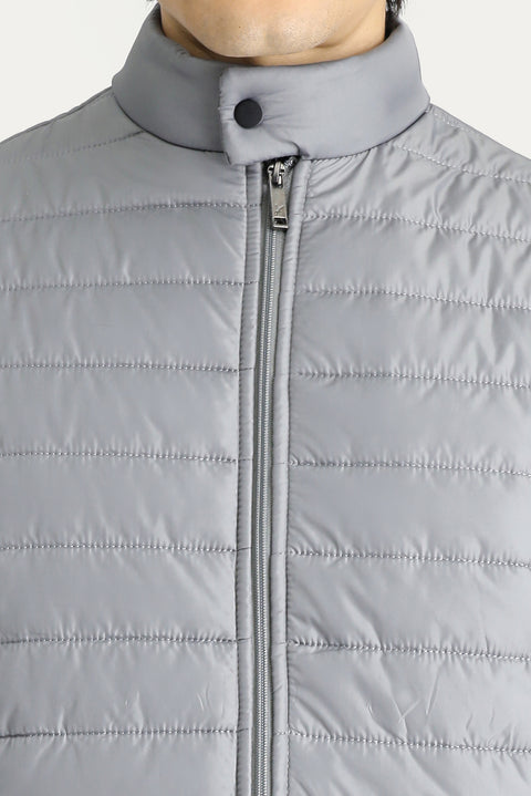 Açık Gri Kapitone Şişme Spor Yelek