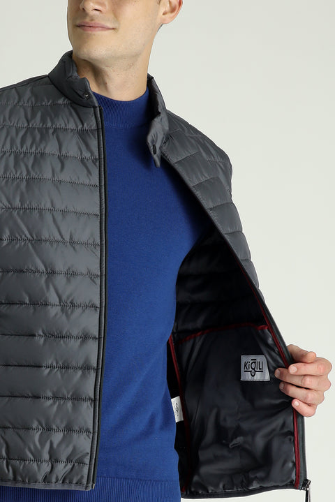 Koyu Füme Kapitone Şişme Yelek