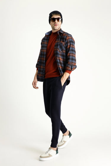 Koyu Lacivert Slim Fit Dar Kesim Pamuklu Sweatpant / Eşofman