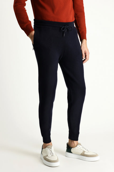 Koyu Lacivert Slim Fit Dar Kesim Pamuklu Sweatpant / Eşofman