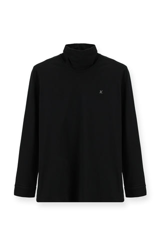  Siyah Balıkçı Yaka Slim Fit Dar Kesim Pamuklu Sweatshirt