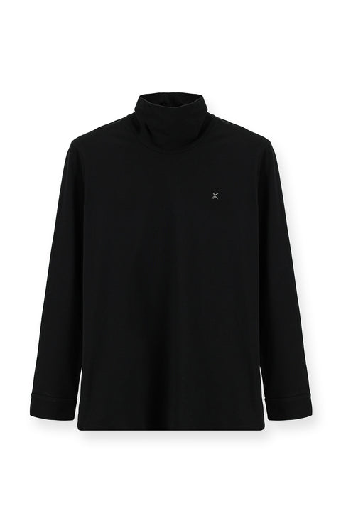 Siyah Balıkçı Yaka Slim Fit Dar Kesim Pamuklu Sweatshirt