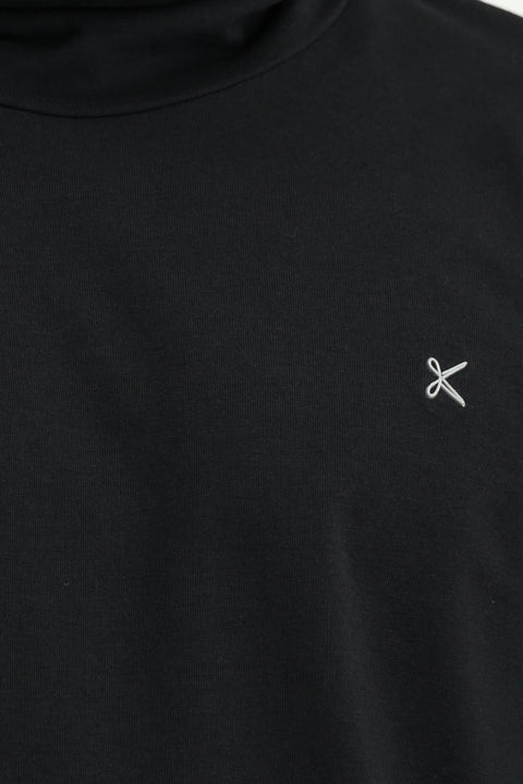 Siyah Balıkçı Yaka Slim Fit Dar Kesim Pamuklu Sweatshirt