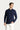 Koyu Lacivert Polo Yaka Regular Fit Nakışlı Pamuk Sweatshirt