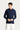 Koyu Lacivert Polo Yaka Regular Fit Nakışlı Pamuk Sweatshirt