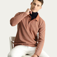 Kiremit Polo Yaka Nakışlı Sweatshirt