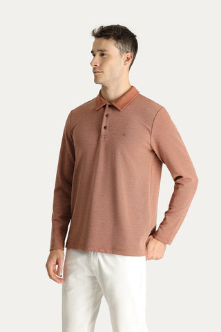  Kiremit Polo Yaka Nakışlı Sweatshirt