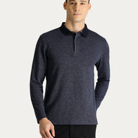 Koyu Lacivert Polo Yaka Nakışlı Sweatshirt