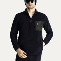 Koyu Lacivert Yarım Fermuarlı Polar Sweatshirt