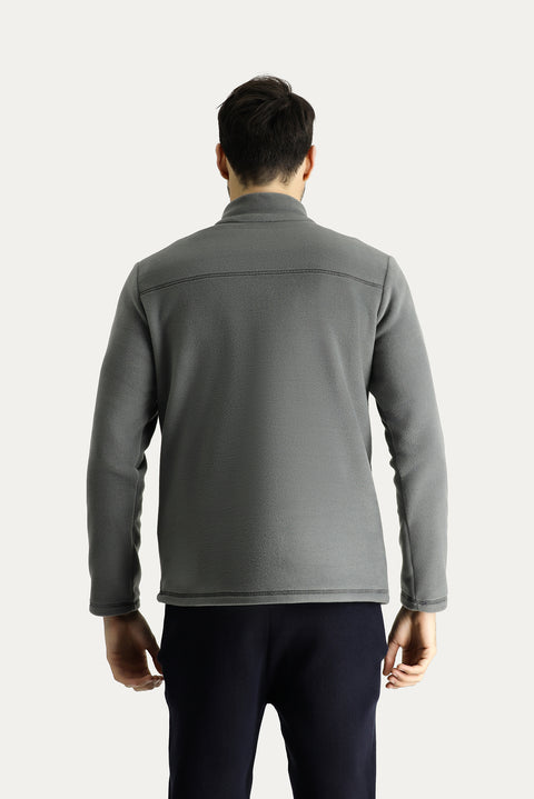 Orta Gri Yarım Fermuarlı Polar Sweatshirt