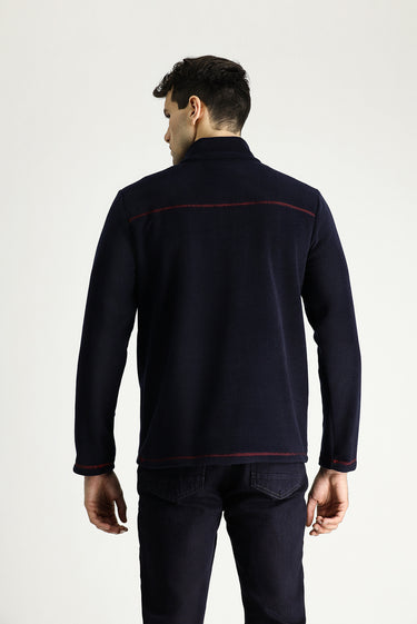 Koyu Lacivert Yarım Fermuarlı Polar Sweatshirt