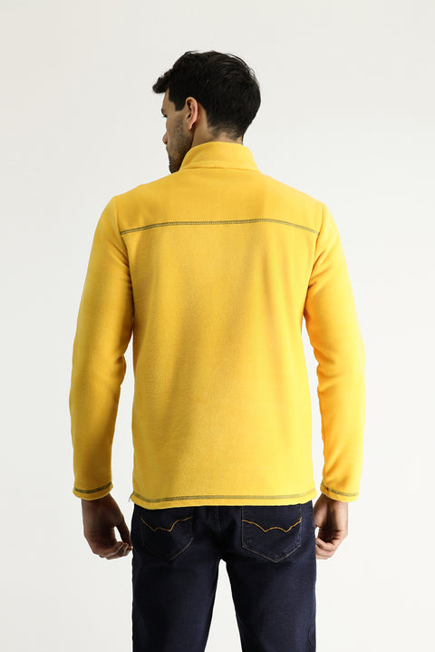 Koyu Sarı Yarım Fermuarlı Polar Sweatshirt