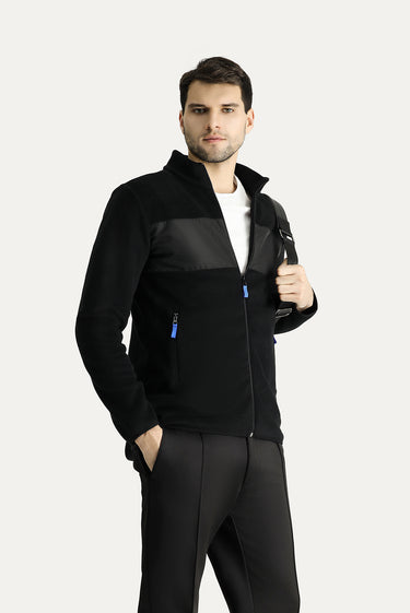  Siyah Fermuarlı Polar Sweatshirt