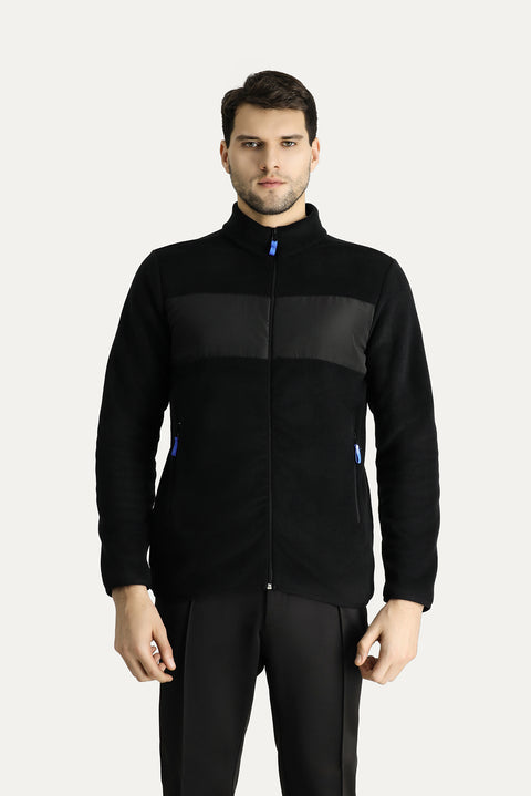 Siyah Fermuarlı Polar Sweatshirt