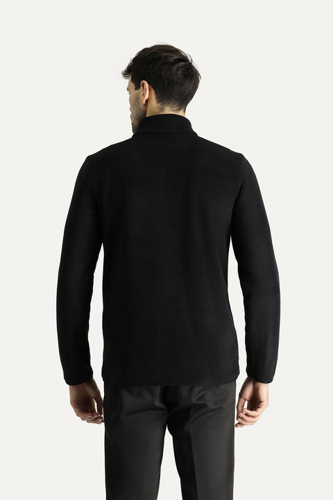 Siyah Fermuarlı Polar Sweatshirt