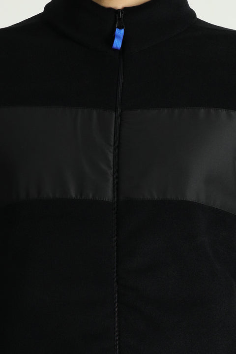 Siyah Fermuarlı Polar Sweatshirt