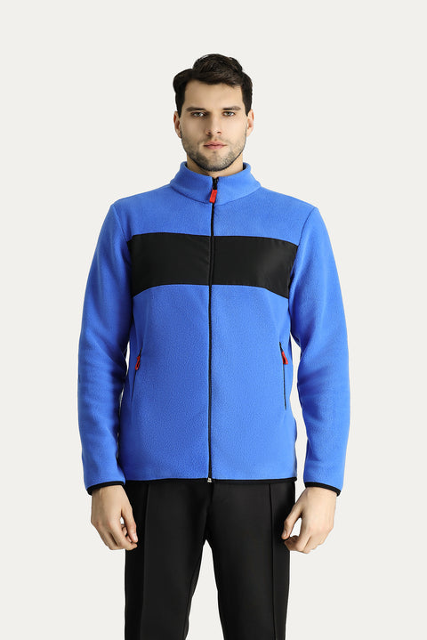 Mavi Fermuarlı Polar Sweatshirt