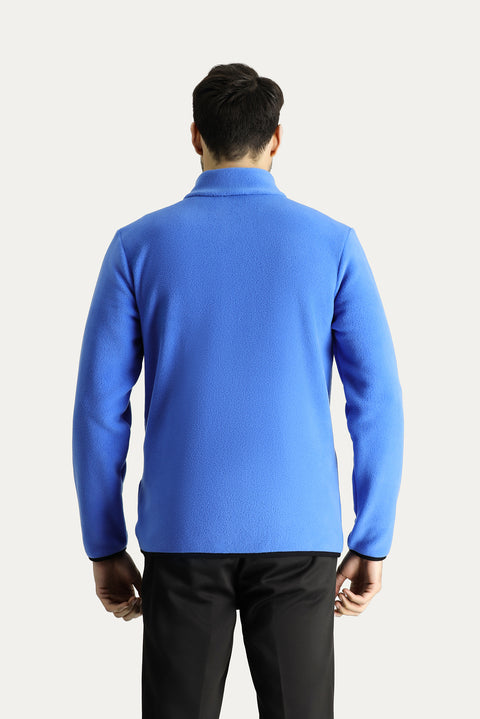 Mavi Fermuarlı Polar Sweatshirt