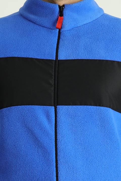 Mavi Fermuarlı Polar Sweatshirt