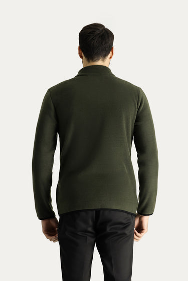  Orta Haki Fermuarlı Polar Sweatshirt